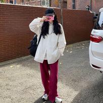 2024 Spring/Autumn Women's Loose Slit Long Sleeve White Shirt - College Style XLarge balta