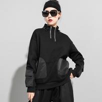 Women's European & American Style Autumn Street Slimming Zipper Hoodie with Patch Pockets L juoda