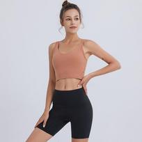 Nude Feeling Women's High-Impact Cross-Back Sports Bra with Shockproof Support for Yoga 12/XXL degintos oranžinės spalvos