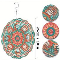 Vibrant Mandala Design Metal Wind Chime for Outdoor Garden Balcony Decor 360 Degree Rotation Handcrafted Artwork All Seasons Hanging Ornament 01A