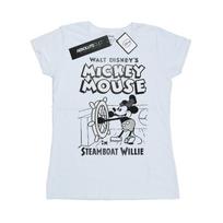 Disney Womens/Ladies Mickey Mouse Steamboat Willie Cotton T-Shirt XL balta