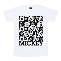 Disney Womens/Ladies Mickey Mouse Grid Cotton Boyfriend T-Shirt S balta