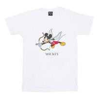 Disney Womens/Ladies Mickey Mouse Love Cherub Cotton Boyfriend T-Shirt S balta
