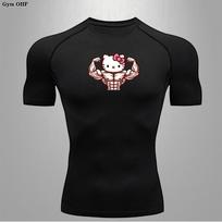 2026 T Shirts for Men Summer Short Sleeve Cartoon Printed Gym Workout Tees Athletic Quick Drying Undershirts Top Tight Fitting Sports Asia S