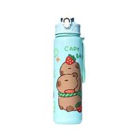 700ml Water Bottle Quick Switch One-Touch Lid Portable Sports Water Bottle with Straw Built-in Handle Safe Lock Spill-Proof Outdoor Water Cup 800ML žalia