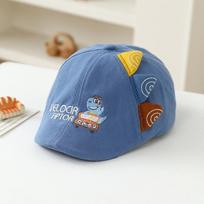 Spring Kids' Dinosaur Embroidery Sun Protection Beret - Cute and Stylish Korean Fashion Hat for Boys 50cm, 1-3 years mėlyna