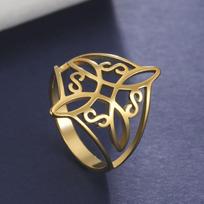 Witch Knot Ring for Women Men Hollow Stainless Steel Finger Rings Celtic Vintage Amulet Protection Couple Jewelry Gifts 7