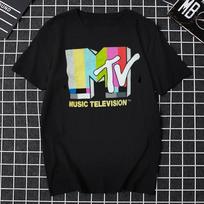 Vyriški drabužiai Retro marškinėliai Vintage roko hiphopo televizijos marškinėliai Vasaros unisex laisvalaikio marškinėliai Mtv muzikos televizijos marškinėliai su grafiniais elementais marškinėliai #Spalva S juoda