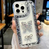 Glitter Crushed Diamond Phone Case for Motorola G55/G35 with Bowknot Design, Fits G84/G34/E22, Ideal for Cross-Border Trade MOTO EDGE 40/NEO 5G gray