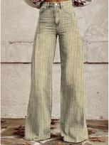 2024 Hot-Selling Striped Wide-Leg Flare Jeans Large geltona