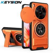 KEYSION Magnetic Phone Case for ZTE nubia V70 Max Blade V70 Max Slide Camera Protection Upright Stand 360° Ring Shockproof Cover for nubia V70 Max oranžinė