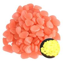 Glow-in-the-Dark Garden Stones, 1cm Night Guide Luminous Pebbles, Decorative Aquarium Pebbles, Resin Glowing Stones for Outdoor Landscaping Pathway A oranžinė