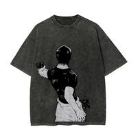 Toji Fushiguro Gun T-shirt Jujutsu Kaisen Tee Vintage Washed Oversized Retro Anime Harajuku Streetwear Manga Mens Tops Clothing M