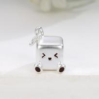 999 Sterling Silver Coffee Series Square Sugar Beading Charms – Pure Silver Handwoven Rope Pendants & Accessories sidabras
