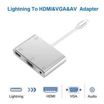 „Lightning“ keitiklis į HDMI VGA AV lizdą garso televizoriaus adapterio laidas skirtas „iPhone X iPhone 8 7 7 Plus 6“ sidabras