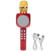 LED Wireless Bluetooth Microphone Music Audio Phone Speaker For Mini Home KTV raudona