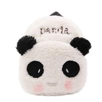Pliušinė kuprinė Mielas „Panda“ animacinių filmų studentų minkštas pliušinis krepšys juoda