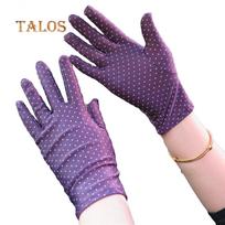 Talos Women Dots Print Apsauginės nuo saulės pirštinės Elastinės kumštinės pirštinės violetinė