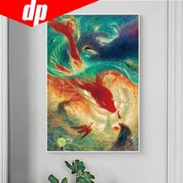 Pasidaryk pats Paukščiai Didelė Žuvis ir Begonija Tapyba Apvalūs Deimantai Deimantinė Siuvinėjimo Rankdarbių Kryželiu 20X30 blue
