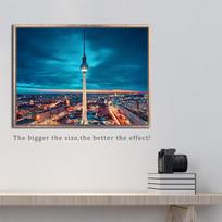 Diamond Embroidery Diamond Painting TV Tower Landscape Full Drill Round 5D DIY Picture of Rhinestone 20X30CM blue