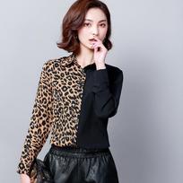SURE XIAO STORY Print Office Ladies Chiffon Blouse Sexy Leopard Long Sleeve Blouse Blusas Mujer De M leopardas