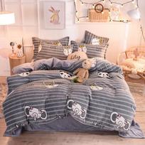 Žieminis storas flisinis antklodės užvalkalas, itin minkštas, šiltas, namų dekoras, minkštų šiltų patalynės komplektų 4pcs Queen gray