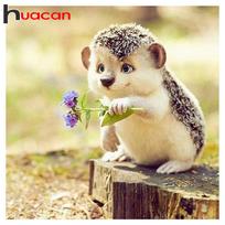„Huacan“ 5D „pasidaryk pats“ deimantinis piešimas ežiuku kryželiu siuvinėjimo amatai 30*30 CM beige