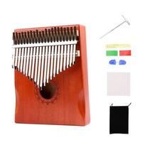 21 klavišo nešiojamasis medinis kalimba pianinas su nykščiu Mbira su nešiojimo maišeliu Tuning Hammer valymo šluoste pirštas tamsiai raudona spalva
