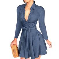 Diva Women Deep V Neck Long Sleeve Peacock Flowers Print Bandage Mini Dress 2XL