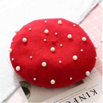 Fashion Females Winter Berets Vintage Cashmere Female Warm Beret Hats Ladies Girls Flat Cap raudona