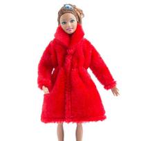 Red Winter Wear Warm Coat For Barbie Doll Outfits Fur Doll Clothing Doll Dress Clothes For Barbie 1/6 BJD Doll Accessories Toy raudona