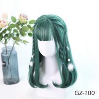 CosplayLolita Vidutiniai ilgi plaukai Green Air Kirpčiukai Karščiui atsparus mielas vakarėlis Sintetiniai plaukai Cosplay perukas gray
