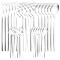 6People Matte Gold Dinnerware Set 30Pcs/Set Dinner Knife Cake Fork Spoon Tableware Stainless Steel Flatware Cutlery Set Kitchen Silverware sidabras