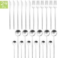 24Pcs Multicolor Dinnerware Set Knife Fork Spoons Teaspoon Tableware 18/10 Stainless Steel Cutlery Western Kitchen Silverware Flatware sidabras