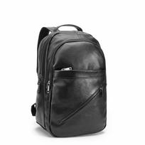 Men Genuine Leather Design Casual Travel Bag Male Fashion Backpack Daypack College Student School Book 17  Laptop Bag 17 Inches juoda