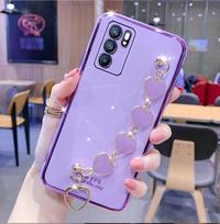 Love Heart riešo grandinės telefono dėklas, skirtas Samsung Galaxy S21 S20 Ultra S10 S9 S8 Plus Note 20 8 9 10 A6 A7 2018 dengiamas buferio dangtelis A8 2018 violetinė