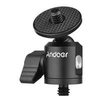 Andoer Mini Ballhead Adapter Camera Tripod Ball Head Mount Alumnum Alloy 1/4 Inch Screw Connector Bottom Screw Hole black