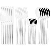 24pcs Gold Tableware Dinnerware Set Knife Forks Coffee Spoon Flatware Mirror Stainless Steel Western Kitchen Cutlery Set sidabras