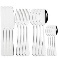 Black 16Pcs Dinnerware Set Knife Fork Spoons Cutlery Flatware Stainless Steel Silverware Kitchen Dinner Western Tableware Set sidabras