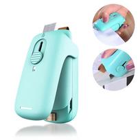 Portable Mini Handheld Bag Heat Vacuum Sealer with Cutter for Plastic Food Storage Bags žalia