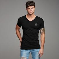 Muscleguys New Cotton Tide prekės ženklo marškinėliai trumpomis rankovėmis Vyriški vasaros marginti pusrankovėmis europietiški ir amerikietiški laisvalaikio treniruokliai M juoda