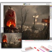 Diamond Painting Halloween Pumpkin And Witch Castle Embroidery Cross Stitch Rhinestone Home Decor Full Round 20X30CM