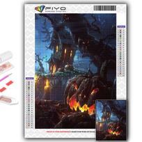Diamond Embroidery Halloween Pumpkin And Witch Castle 5D DIY Diamond Painting Cross Stitch Rhinestone Full Round 20X30CM