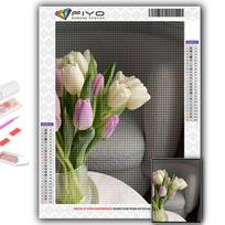 Diamond Painting Flowers Tulips Embroidery Cross Stitch Rhinestone Home Decor Full Round 20X30CM black