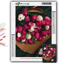 Diamond Painting Flowers Tulips Diamond Mosaic Craft Diamond Embroidery Painting Full Round 20X30CM black