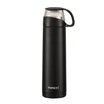 Didelės talpos termosas 500 ml Vakuuminės kolbos Nešiojamas nerūdijančio plieno termosas Vandens butelis Kelioninis puodelis arbatai Biuro termosas 500ml juoda