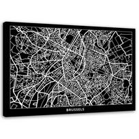 Canvas print City Map Brussels 60x40 juoda/balta