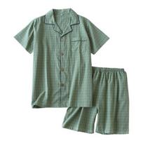 1 Set Home Wear Casual Sleeping Cotton Smooth Grid Pattern Accessories M žalia