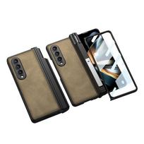 Rašiklio laikiklio laikiklis Samsung Galaxy Z Fold 4 dėklui, matinis odinis, apsauginė plėvelė vyriui, ekrano dangtelis for Galaxy Z Fold4(7.6") kupranugaris