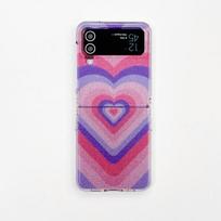 For Samsung Galaxy Z Flip 4 3 5g Case Silver Glitter Colorful Gradient Love Heart Bracelet Folding Pc Hard Back Case Accessories for Galaxy Z Flip 4